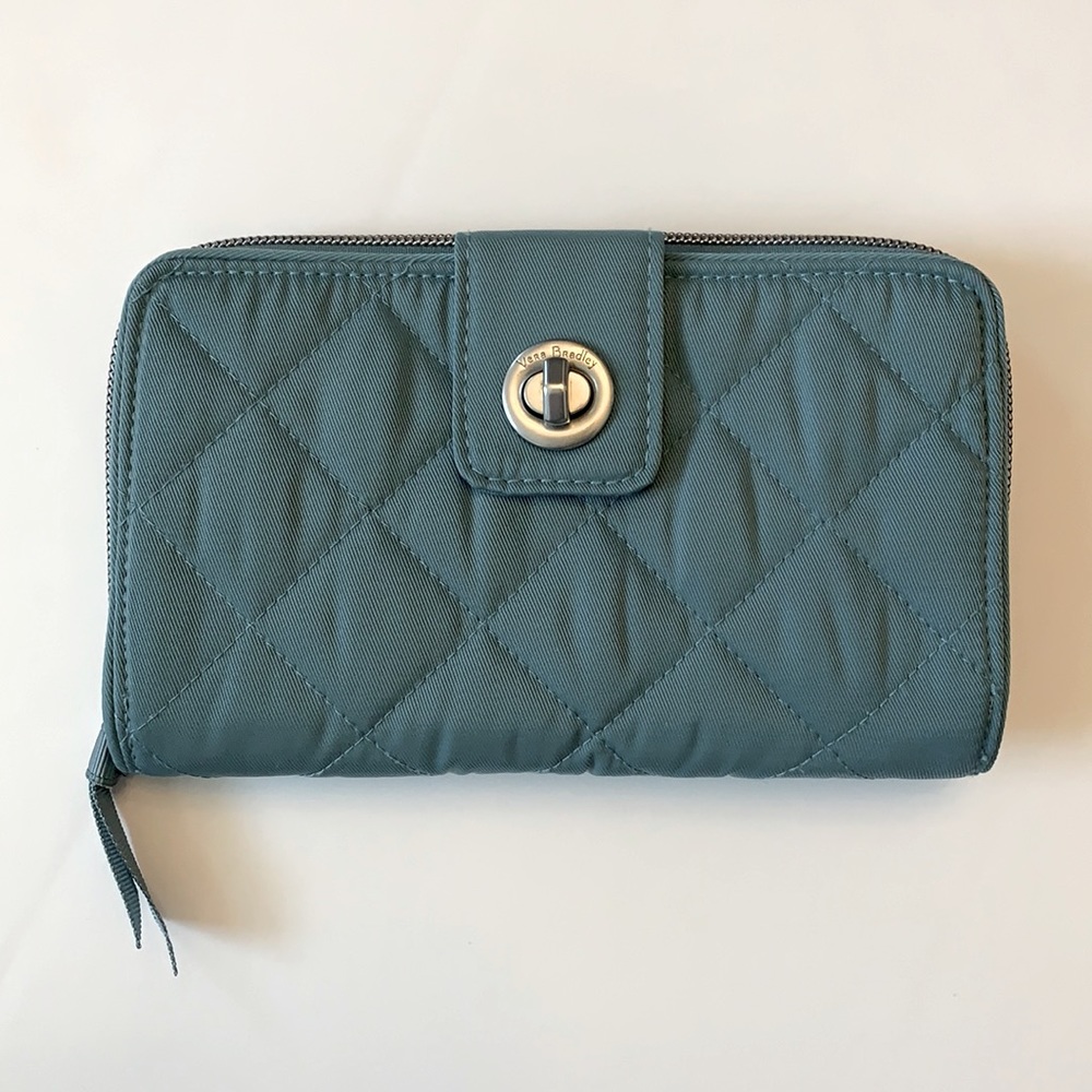 EUC Vera Bradley RFID Turnlock Zip-Around Wallet, microtwill
